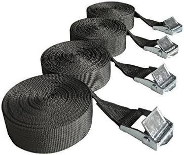 Nihoooo Cargo Sturdy Lashing Strap - 4 Pack 12 ft Heavy Duty Tie Down Straps - Padded Cam Siainless Lock Buckler - Car Luggage Kayak Trailer Camper Motorcycle (Dark Gray)
