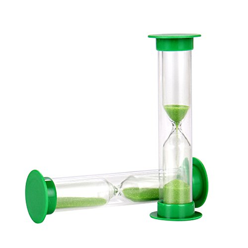 Sand Timer Set Green 10pcs Pack (1 Minute) - Set of One Minute Hour Glasses for Kids, Adults by Jade Active