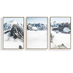 Canvas Wall Art for Living Room, Bedroom Mountain Framed Canvas Prints for Home Decoration Ready to Hang - 16"x24"x3 Panels