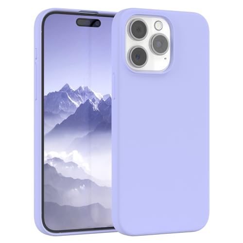 EAZY CASE Premium Silicone Case for iPhone 15 Pro MAX Slim Case with Camera Protection and Inner Lining, Silicone Case, Protective Case, Bumper, Mobile Case in Light Violet