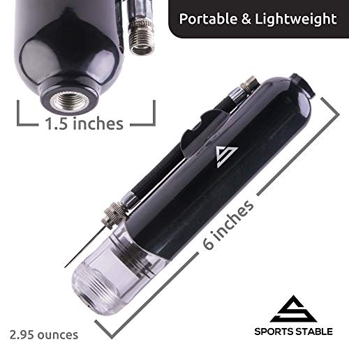 Sports Stable Dual Action Ball Pump Comes with 5 Standard Needles and 2 Plastic Yoga Ball Adaptors for Your Football, Basketball, Soccerball, Pilates Ball, Volleyball, Handball, Yoga Ball