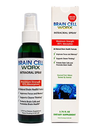 #1 Brain Health Booster - Improves Focus and Memory - Brain Cell Worx (Scientifically Proven, Intraoral - All Natural Brain Health Supplement - 95% Absorption - Pure Gingko, Alpha GPC and Resveratrol)