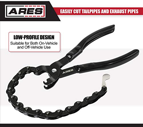 ARES 15009 - Exhaust Pipe Cutter - Cuts 3/4-Inch to 3 1/4-Inch Tailpipes and Exhaust Pipes - 15 Blades Require Only 1/4 Turn for Finished Cut - Suitable for On- and Off-Vehicle Use