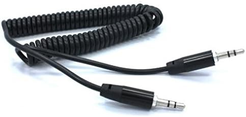 Black Premium Coiled Aux Cable Car Stereo Wire Audio Speaker Cord 3.5mm Aux-in Adapter Auxiliary for Samsung Galaxy S9 (G960UZPAXAA) - Samsung Galaxy S9+ (G965UZPAXAA)