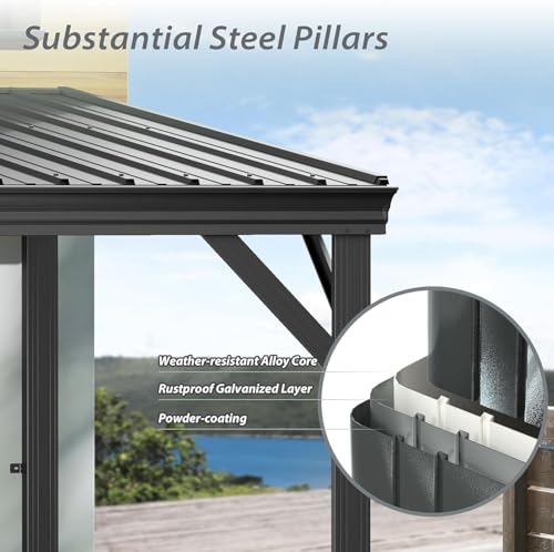 Domi 8' x 5' Lean-to Hardtop Gazebo Review: Wall-Mounted Patio Cover image 12