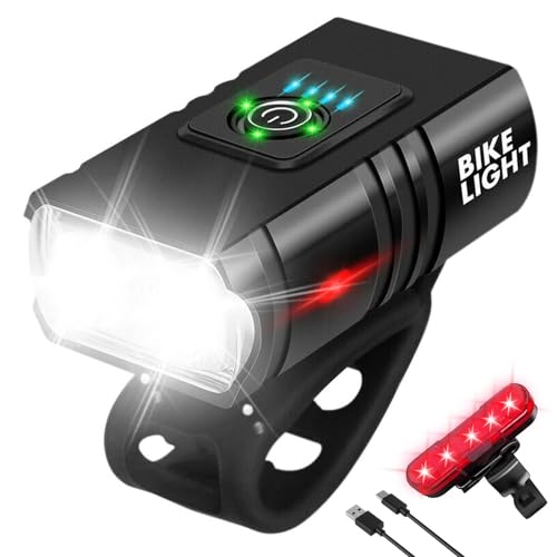 Bike Light, High Lumens Super Bright Bicycle Lite, 6+4 Modes USB Rechargeable Bike Headlight & Taillight Set, Waterproof Safety Bike Front & Rearlight for Road, Mountain, Night Riding