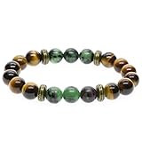 AmorWing Tiger Eye and Ruby Zoisite Tibetan Prayer Bead Energy Bracelet