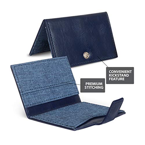 Cell Phone Card Holder Stick on Wallet Phone Pocket for iPhone, Android and All Smartphones (Sea Blue)