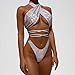 Leadmall Women’s Bandage Bikini Set – Ladies Sexy Front Crisscross Thong Two Piece Swimsuit – Summer High Cut Beachwearthumb 1