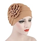Egmy Gift for Friends, 1PC Newest Women Muslim Stretch Turban Hat Chemo Cap Hair Loss Head Scarf Wrap Hijib Cap (Khaki)