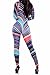 HOTAPEI Women Trendy Turtleneck Peruvian Tile Bodycon Jumpsuit Small