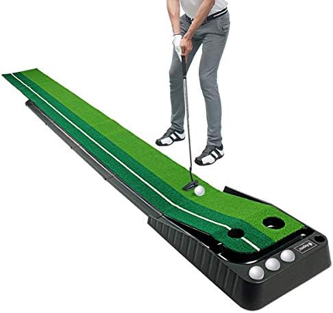 Asgens Golf Putting Green Mat with Auto Ball Return System 2 Holes / 2 Sizes Mini Golf Game Practice Equipment and Golf Gifts for Men Home Office Backyard Indoor Outdoor Use – 9.8 Feet Asgens Golf Putting Green Mat with Auto Ball Return System 2 Holes / 2 Sizes Mini Golf Game Practice Equipment and Golf Gifts for Men Home Office Backyard Indoor Outdoor Use – 9.8 Feet