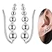 WOSTU Silver Climber Earrings 925 Sterling Silver Ear Crawler Earrings Cuff Stud Earrings for Women