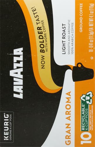 LAVAZZA GRAN AROMA SINGLE-SERVE COFFEE K-CUP® PODS FOR KEURIG BREWER, LIGHT ROAST, 10-COUNT BOXES