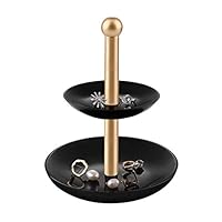 Emibele Small Jewelry Organizer, 2 Tiers Jewelry Dish Stand Display Tree Rack, Removable Resin Jewelry Tower for Ring, Earring, Bracelet & Necklace - Marble White