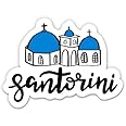 Santorini Greece Blue Domed Churches - 3" Vinyl Sticker - for Car Laptop I-Pad Phone Helmet Hard Hat - Waterproof Decal