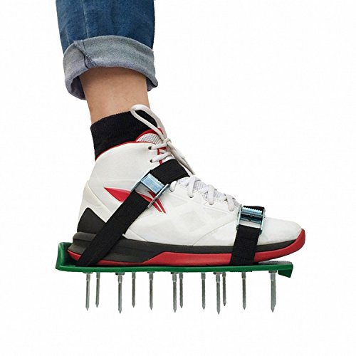 Luxxi Lawn Aerator Shoes w/Metal Buckles Spike Shoes with Straps - Heavy Duty Spiked Sandals for Aerating Your Lawn and Grass for Garden or Yard (With 2 Straps)