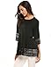 Soteer Womens Casual 3 4 Sleeve Loose Fitting Blouse Cute Lace Babydoll Tops T shirts