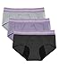 Intimate Portal Women Period Panties Incontinence Underwear Leak Proof Menstrual Brief 3-Pk Black Gray Purple Large