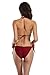 SHEKINI Women's Tie Side Bottom Push Up Padded Top Triangle Bikini Bathing Suit (Large/(US 12-14), Wine red)