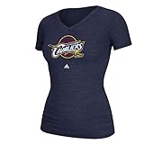 Cleveland Cavaliers Womens Heather Navy Primary Logo Tri-Blend V-Neck T-Shirt