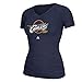 Cleveland Cavaliers Womens Heather Navy Primary Logo Tri-Blend V-Neck T-Shirt