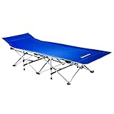 KingCamp Folding Camping Cot with Carry Bag, Portable and Lightweight Bed for Indoor & Outdoor Use, Black Blue and Grey