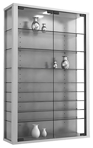 title=VCM 904115 vitrosa Mini Vetrina a parete legno argento 90 x 59 x 18 cm