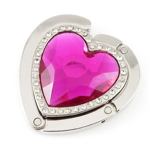 Wrapables Heart Shaped Purse Hook Hanger with Rhinestones, Pink