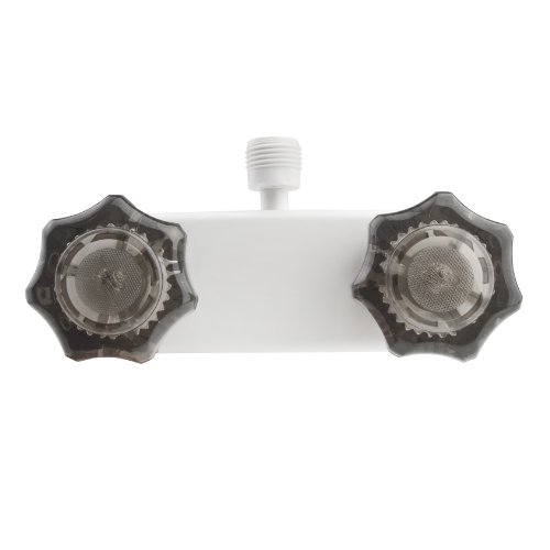 Dura Faucet DF-SA100S-WT RV Shower Faucet Valve Diverter with with Smoked Acrylic Knobs (White) - Thumbnail 2