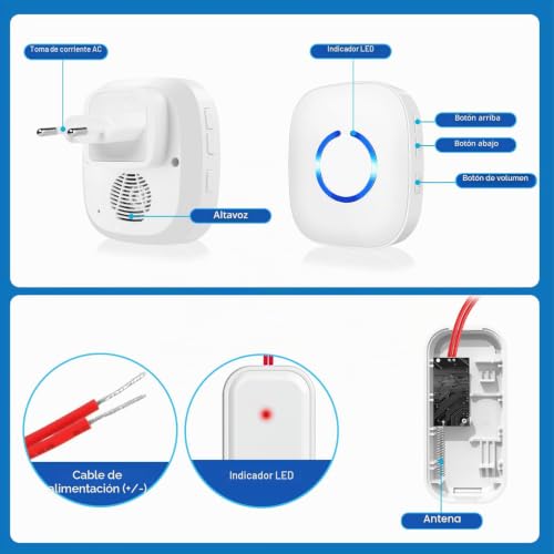 COTINSE Wireless Signal Repeater, Wireless Doorbell Extension, Wireless Gong Repeater Set, Doorbell Amplifier for existing Doorbells and Systems