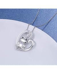 Alphm - Juego de collar y pendientes de plata de ley 925 con diseño de rana