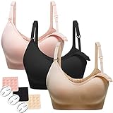 YFTMaternity 3PACK Full Bust Seamless Nursing Maternity Bras Bralette with Extra Bra Extenders & Clips