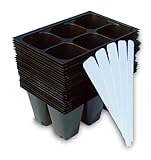 Seedling Starter Trays, 144 Cells: (24 Trays; 6-cells Per Tray), Plus 5 Plant Labels