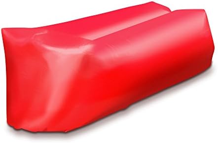 Inflatable Lounger Outdoor Waterproof Tear Resistant Fabric Easy Fast Set Up Inflatable Sofa Air Beach Lightweight Compression Bag Use Anywhere Lounger Super Fast In Seconds (Red)