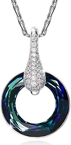 SILYHEART "Lucky Circle" Swarovski Crystal Pendant Necklace, Fashion Women Jewelry Gifts