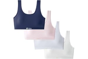 Herepai Big Girls' Sports Bra with Breathable Pads Teens Cotton Training Bras