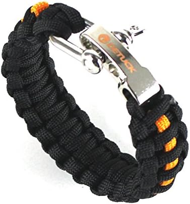 DETUCK(TM) Survival Bracelet Adjustable Paracord Survival Bracelet Black Army Camo For Men Women Kids Boys Girls Youth (black+orange)