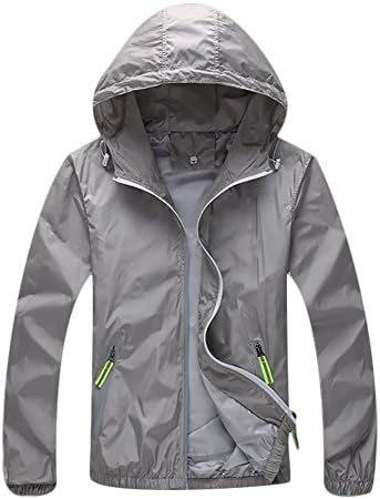 Super Lightweight Jacket Quick Dry Windbreaker UV Protect Coat Gray Medium
