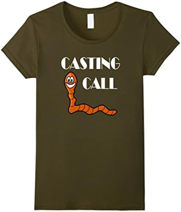 Womens Casting Call Worm T Shirt - Gardening Vermiculture Funny XL Olive