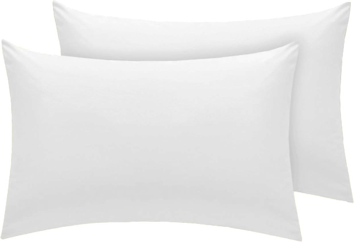 AmigoZone 2 Pack 100% Egyptian Cotton 400 Thread Count Pillowcases (White, 2pc Housewife Pillowcases)