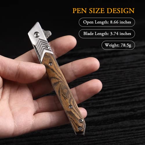 ITOKEY Pocket Knife for Men, Tanto Folding Knife with Sheath, EDC