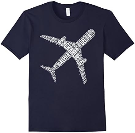 Mens Phonetic Alphabet Airplane Shirt - Aviation Pilot T-Shirt Large Navy