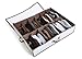 Smart Design Underbed 12 Compartment Shoe Organizer Storage Bag - Holds 12 Pairs of Shoes - Cotton Canvas w/ Aromatic Cedar - Home Organization (30 x 6 Inch) [Canvas]