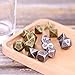 Jovitec 14 Pieces Metal Solid Zinc Alloy Game D&D Dices Set Durable Polyhedral Dice with Printed Numbers and Velvet Storage Bags for Game, Dungeons and Dragons, RPG, Math Teaching (B)