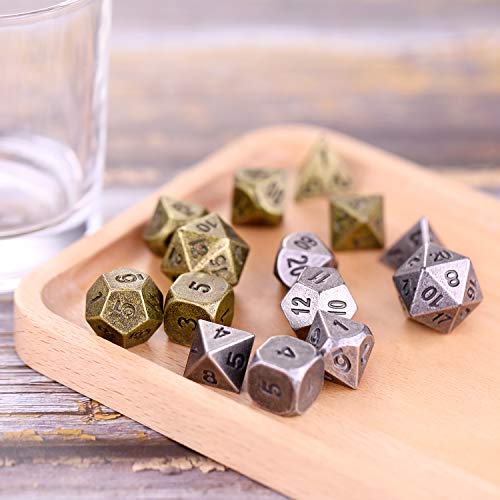 image for Jovitec 14 Pieces Metal Solid Zinc Alloy Game D&D Dices Set Durable Po