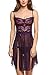 Avidlove Lingerie for Women Lace Babydoll Sexy Chemise V Neck Mesh Sleepwear Purple Large