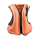 Rrtizan Adult Inflatable Swim Vest Life Jacket for Snorkeling,Suitable for 80-220lbs (Orange) ¡­