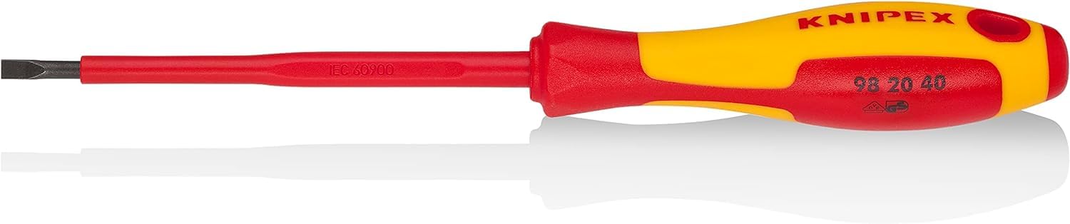 KNIPEX Screwdrivers for Slotted Screws Insulating Multi-Component Handle, VDE-Tested 202 mm, 98 20 40