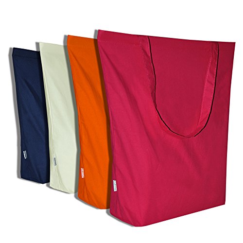 Augbunny 100% Cotton Canvas Shopping Tote Bag Grocery Bag 4-pack